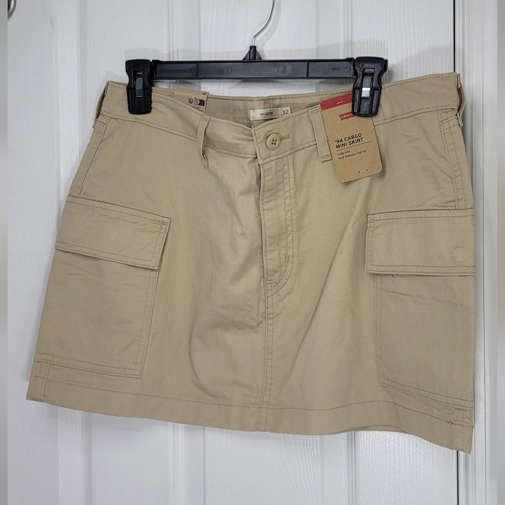 Levi’s 94 Cargo Skirt Khaki Size 31 Mini Retro Tan Beige 100% Cotton